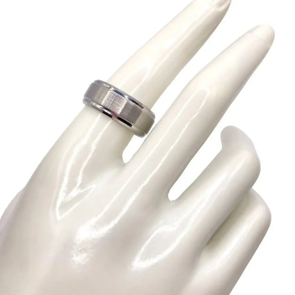 Brushed Nickel Tungsten Carbide Steel Ring Size 7.5